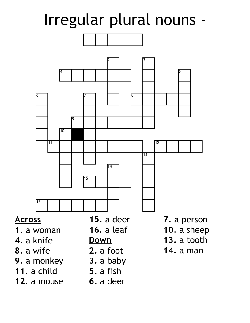 Irregular plural nouns -  Crossword