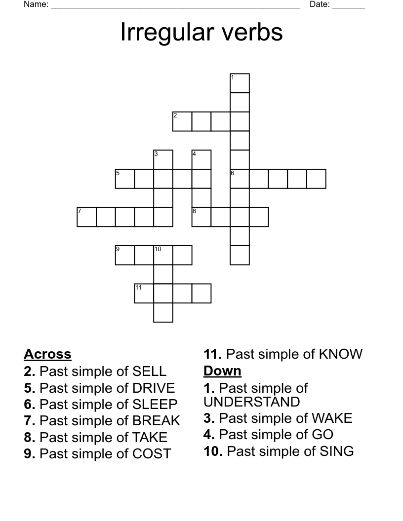 Irregular verbs Crossword