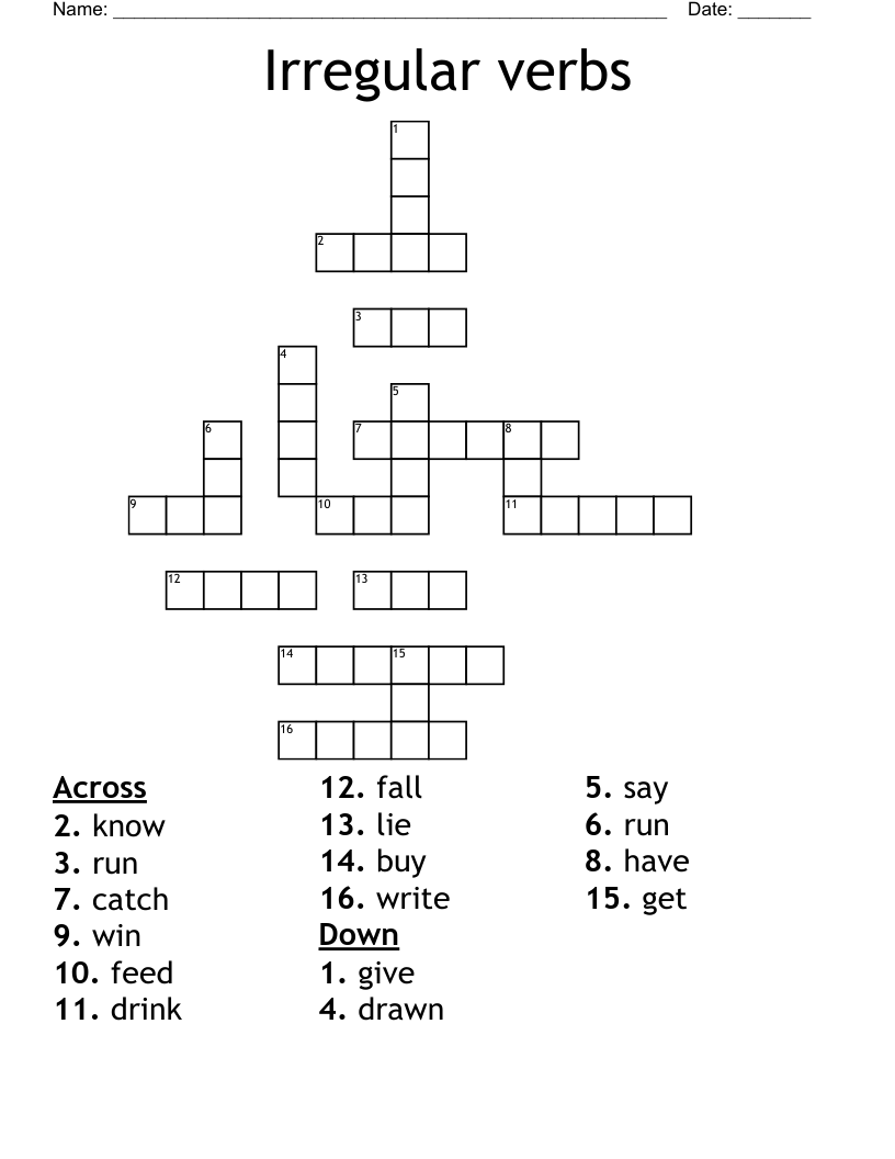 Irregular verbs Crossword