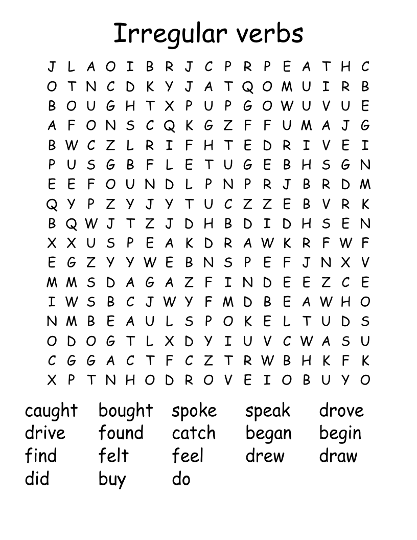 Irregular verbs  Word Search