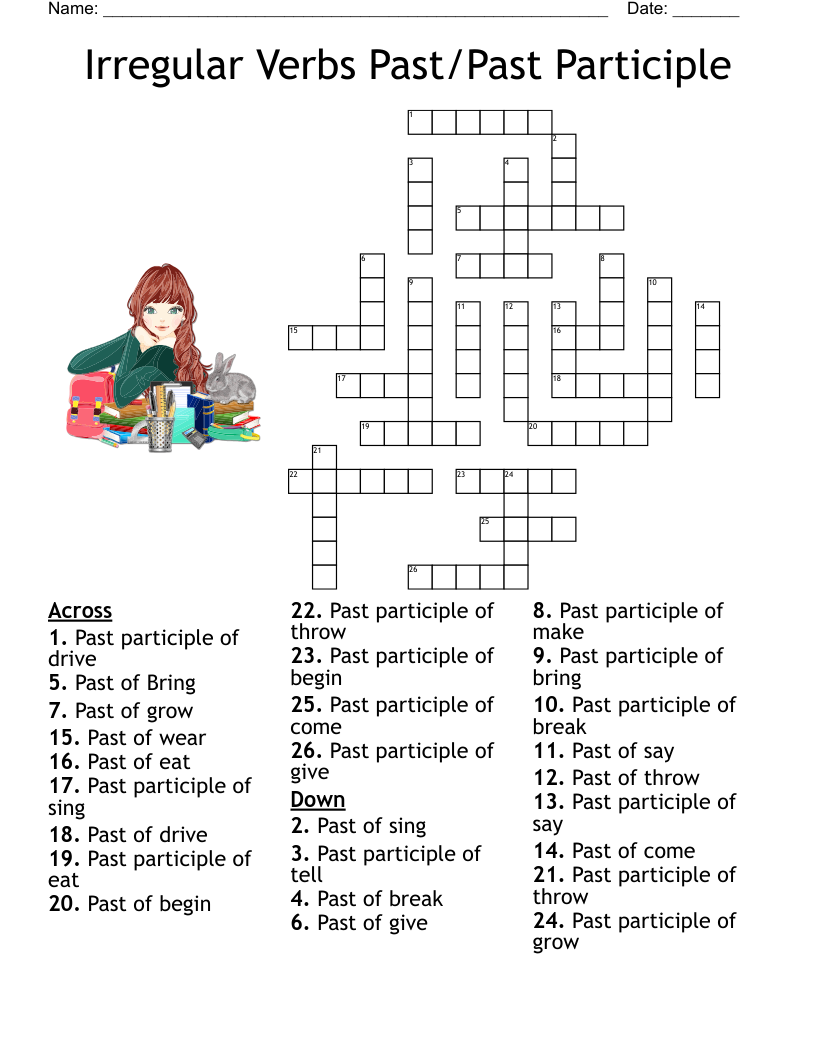 Irregular Verbs Past/Past Participle Crossword