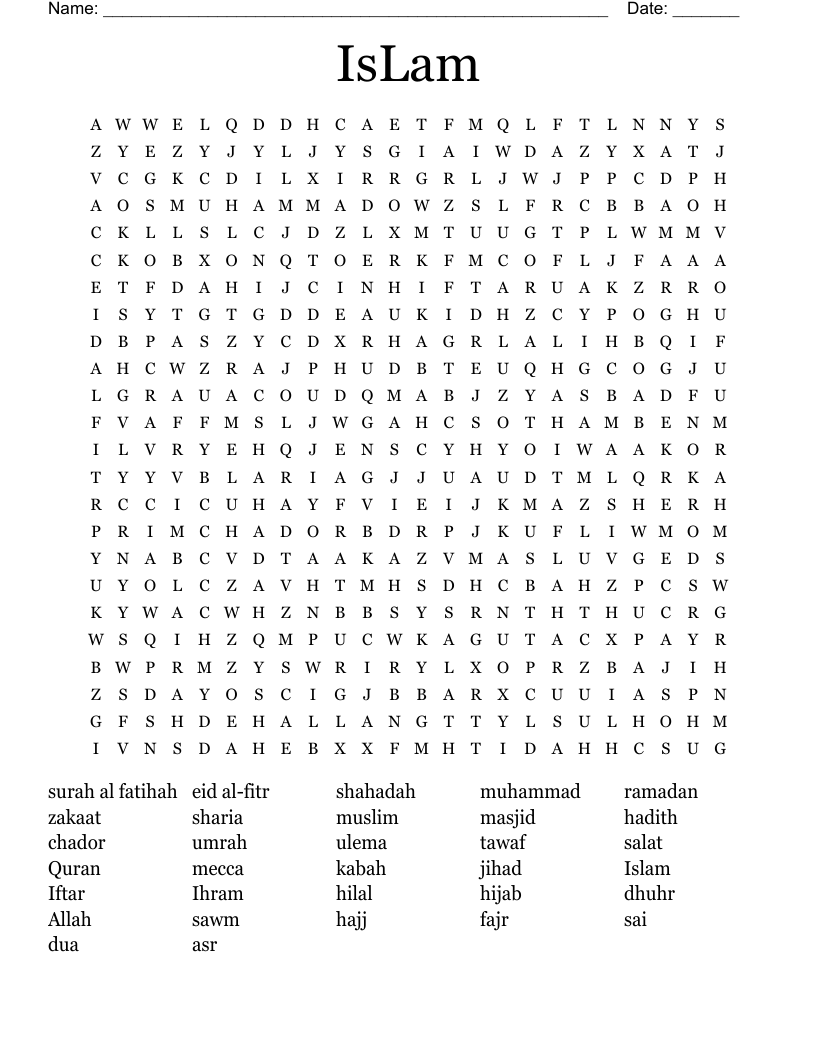 IsLam Word Search