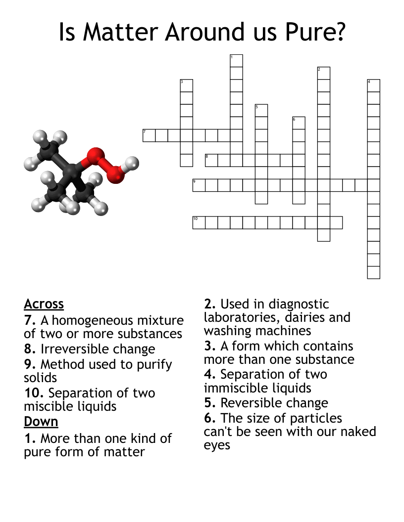 Is Matter Around us Pure? Crossword