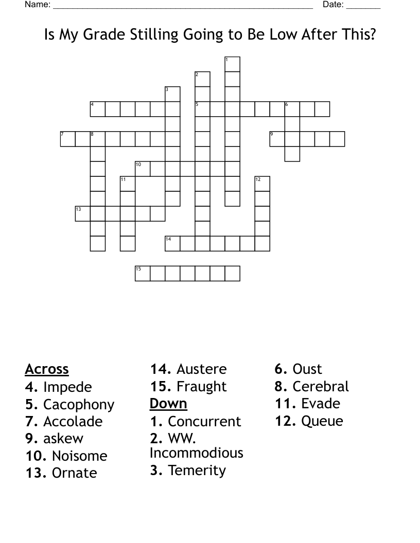 Is My Grade Stilling Going to Be Low After This? Crossword