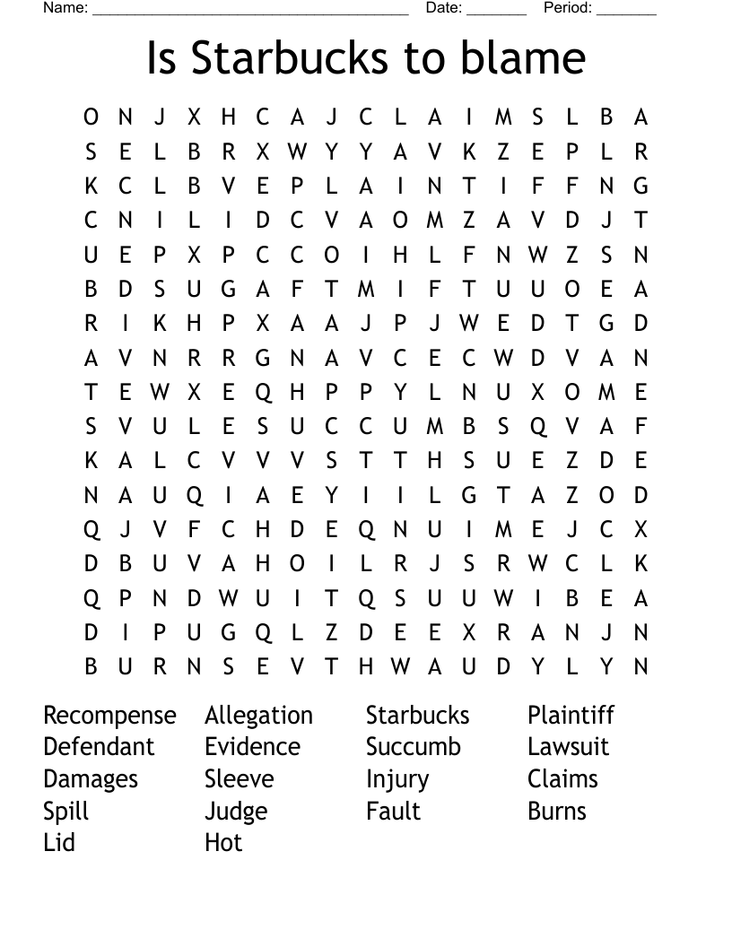 Is Starbucks to blame Word Search