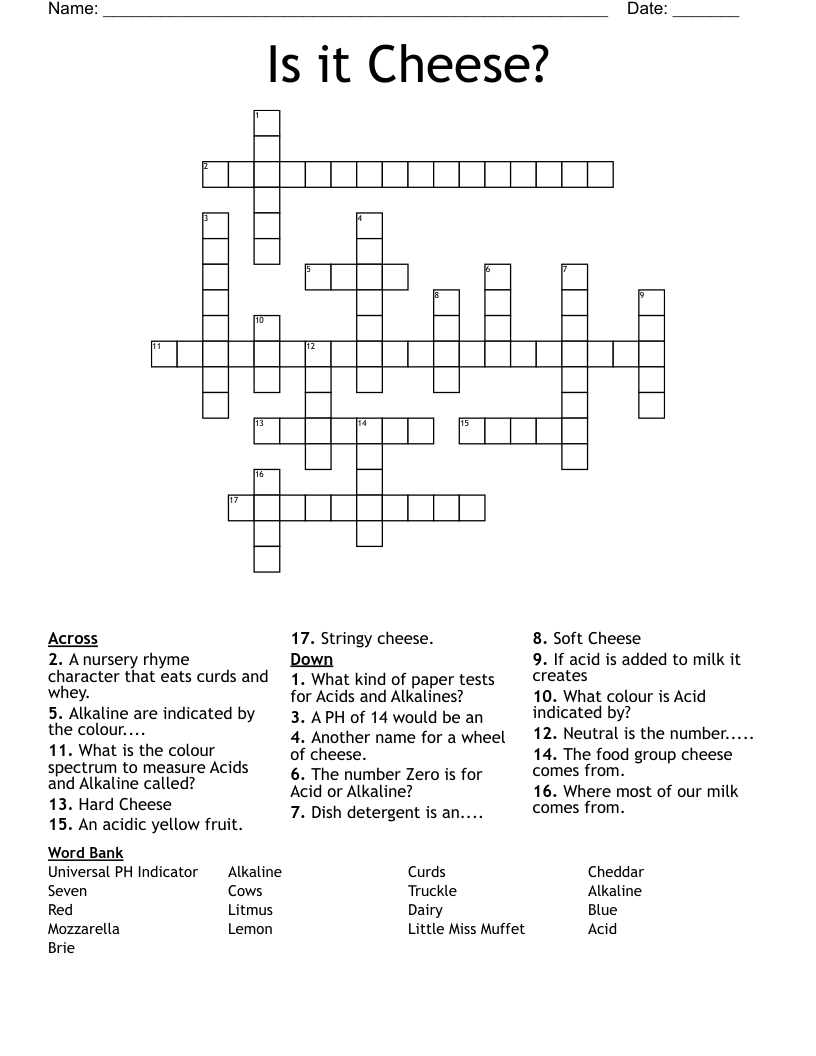 Is it Cheese? Crossword