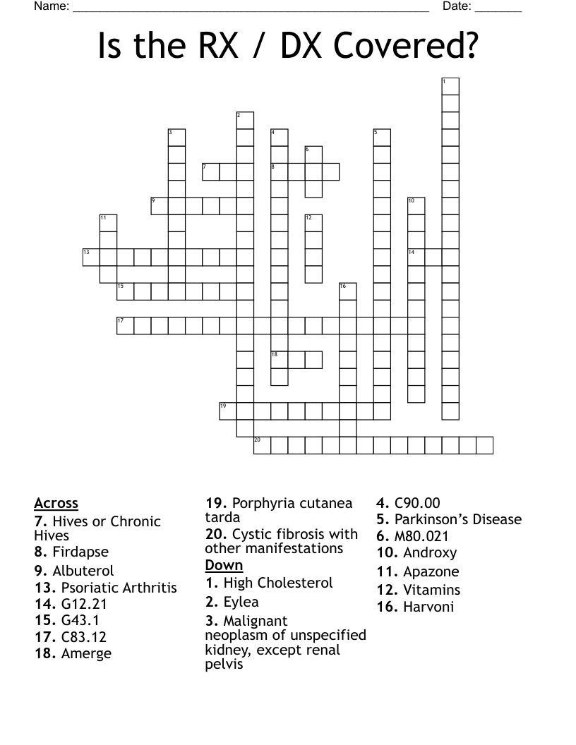Is the RX / DX Covered?  Crossword