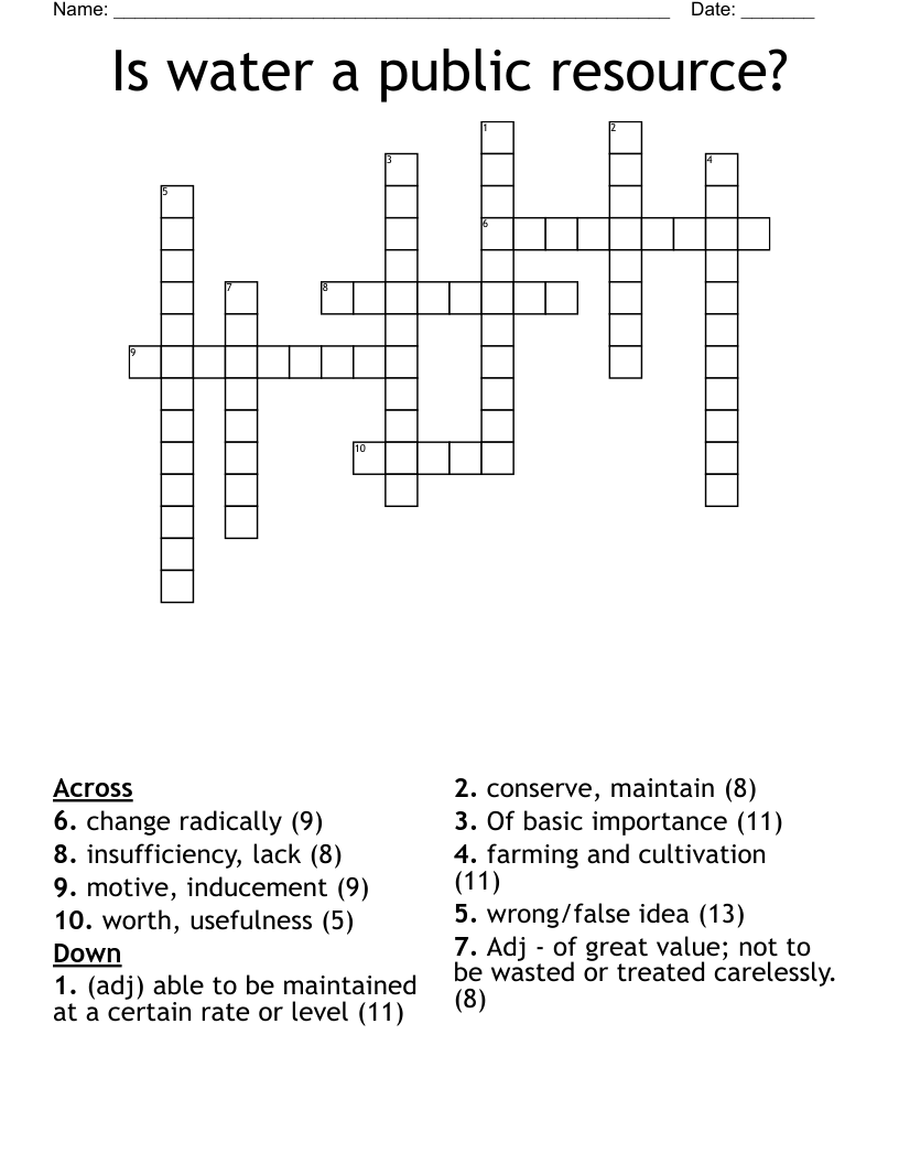 Is water a public resource? Crossword