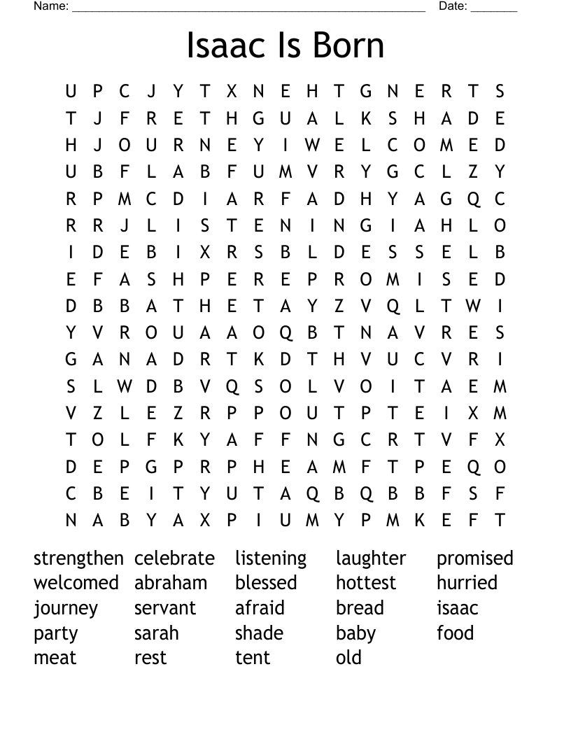 Isaac Is Born Word Search