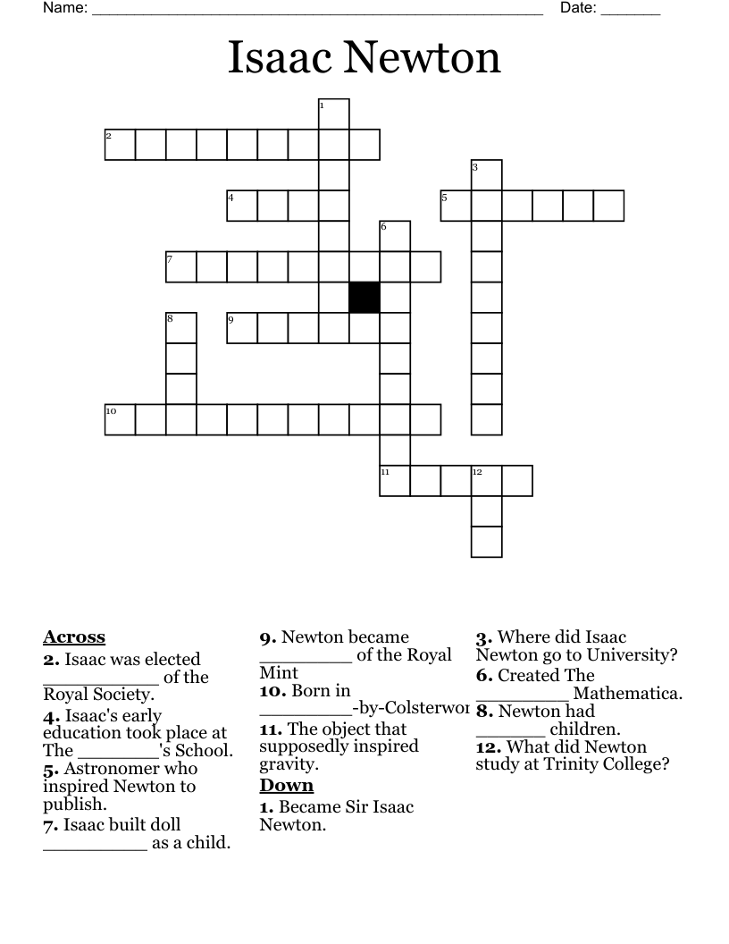 Isaac Newton Crossword