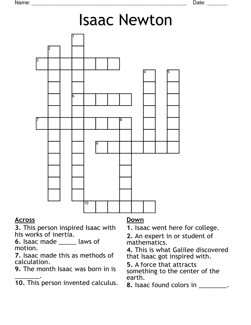 Isaac Newton Crossword