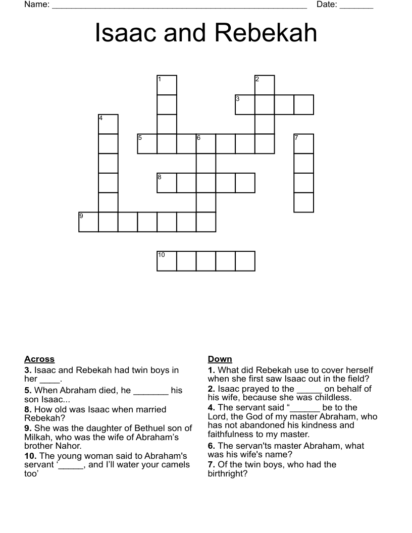 Isaac and Rebekah Crossword