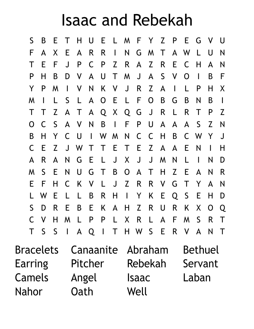 Isaac and Rebekah Word Search