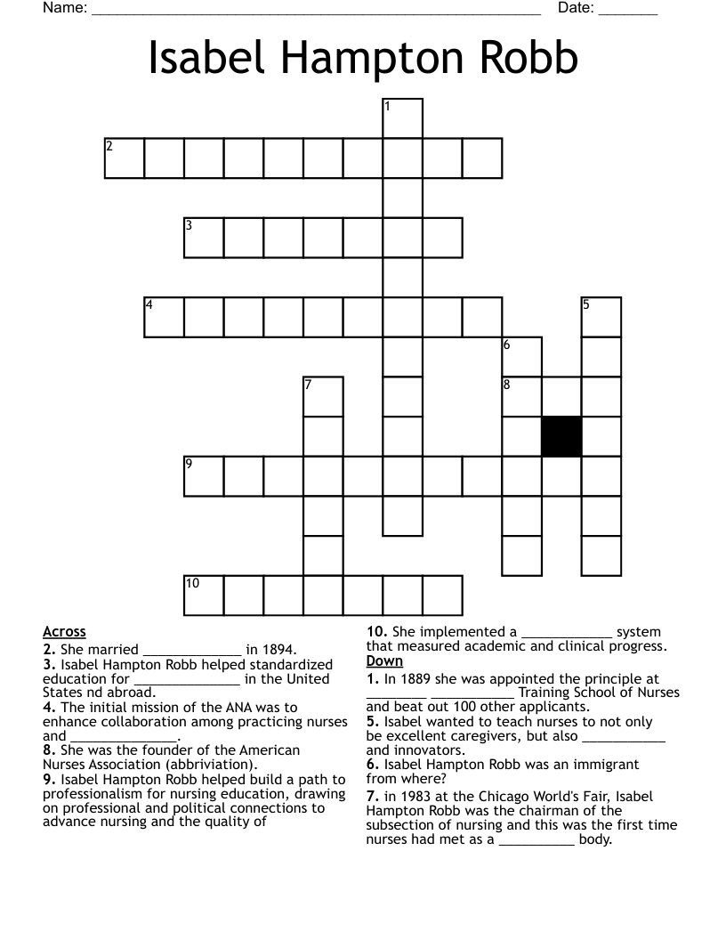 Isabel Hampton Robb Crossword
