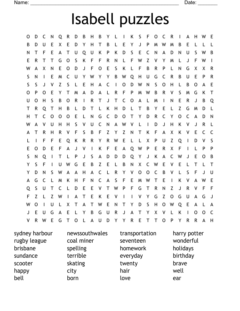 Isabell puzzles Word Search