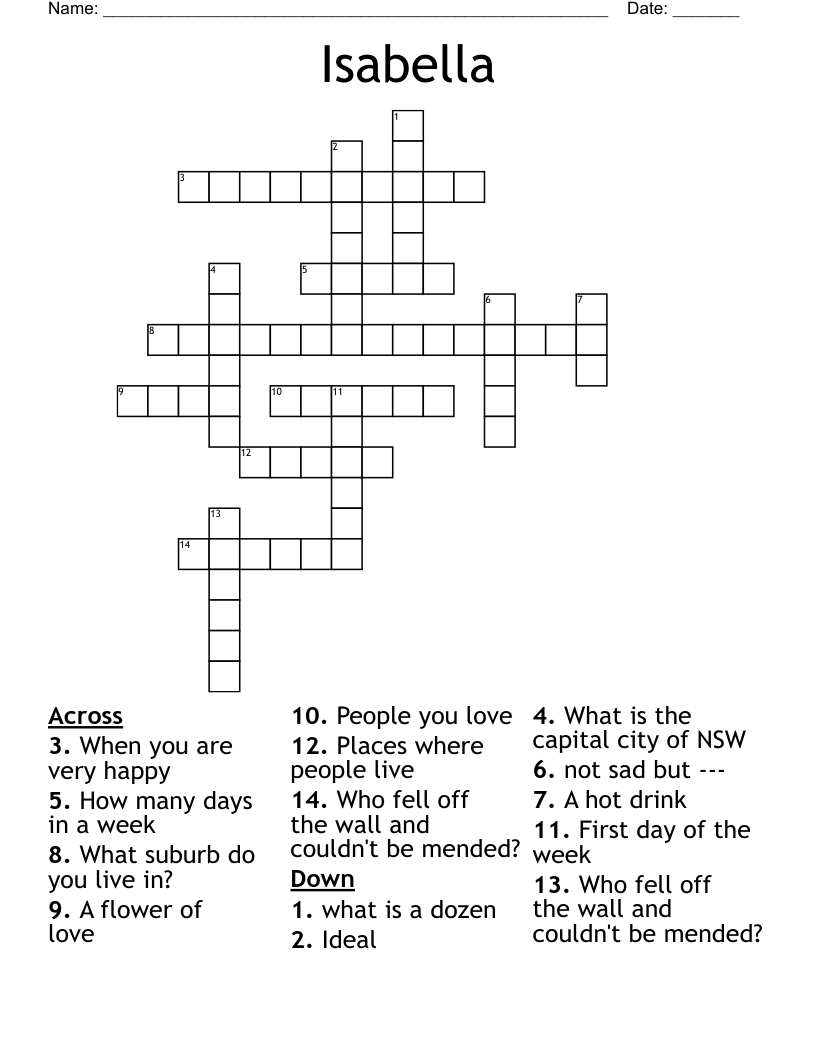 Isabella Crossword