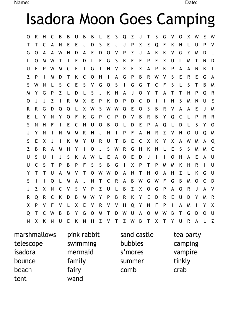 Isadora Moon Goes Camping Word Search