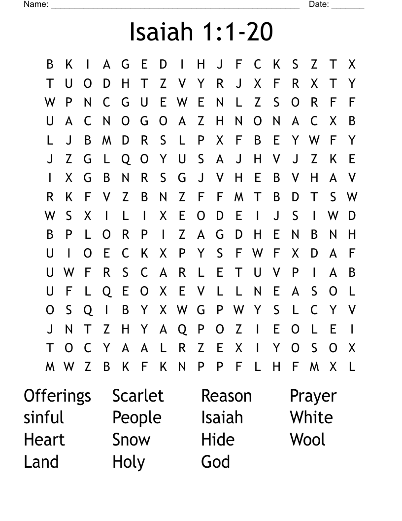 Isaiah 1:1-20 Word Search