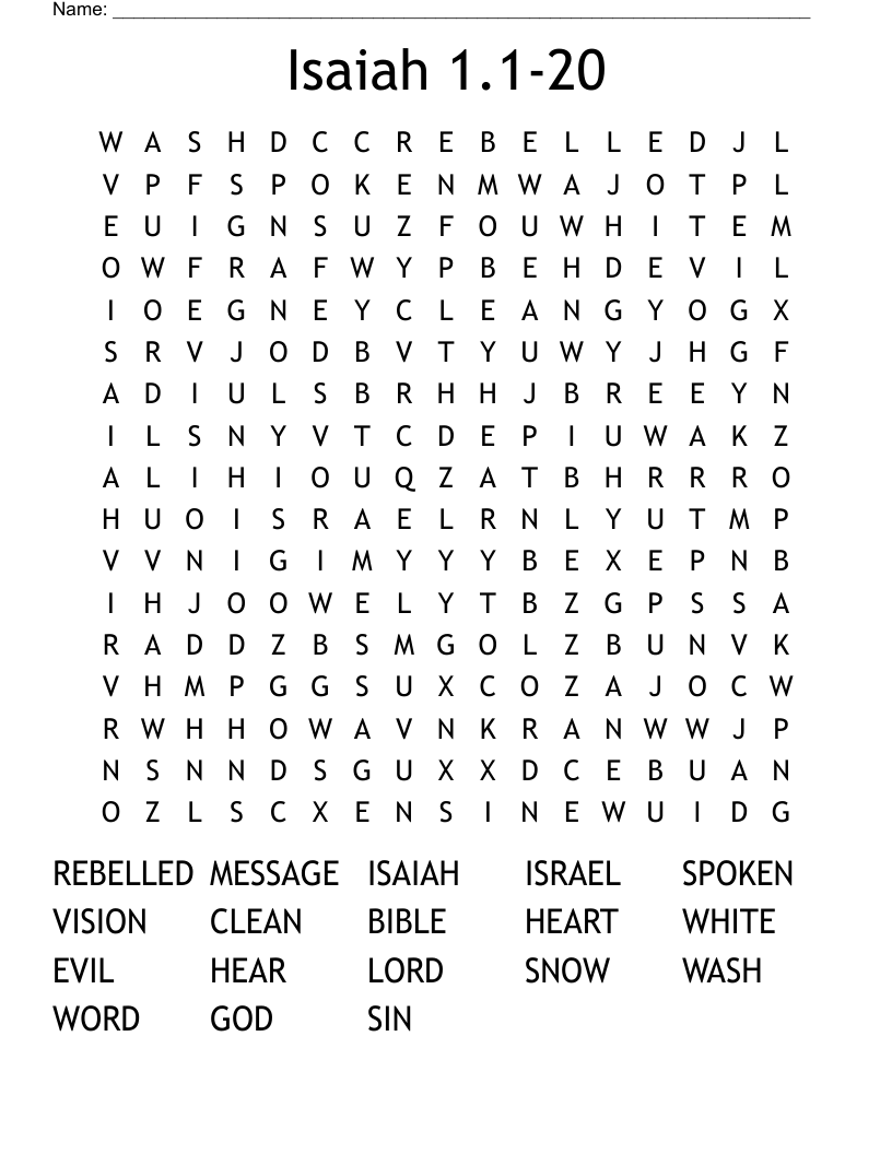 Isaiah 1.1-20 Word Search