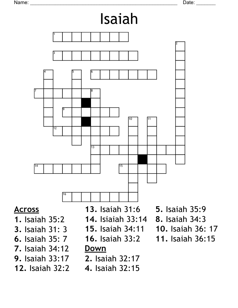 Isaiah Crossword
