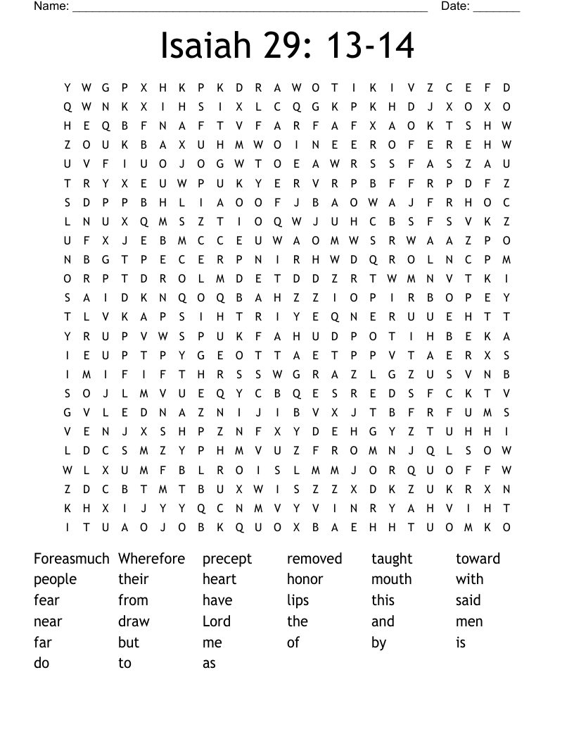 Isaiah 29: 13-14 Word Search