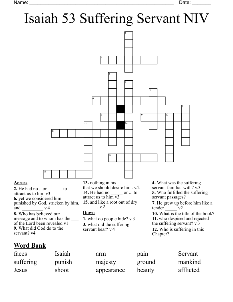 Isaiah 53 Suffering Servant NIV Crossword