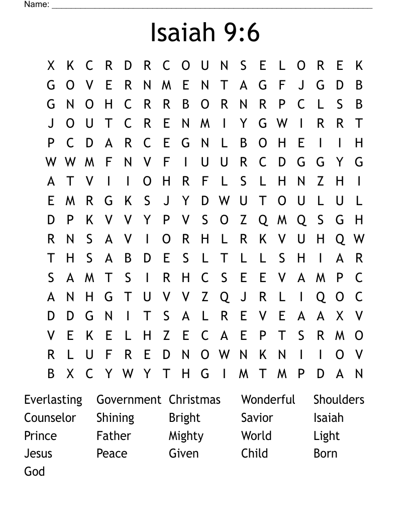 Isaiah 9:6 Word Search
