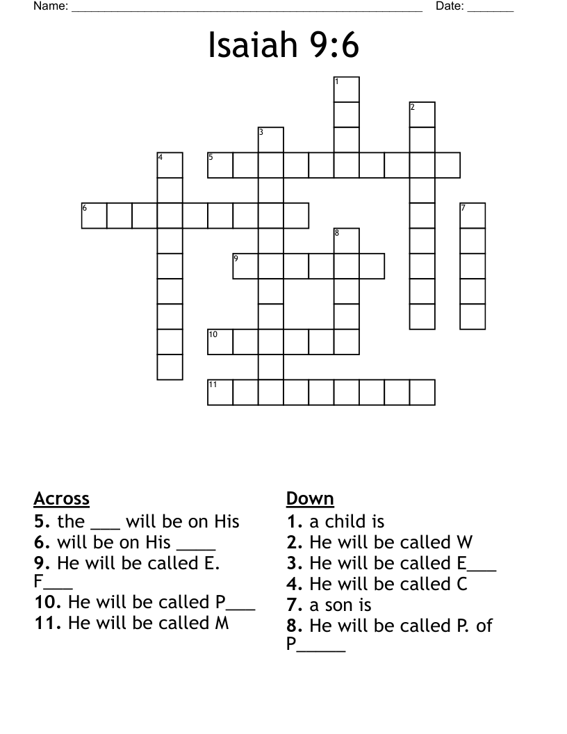 Isaiah 9:6 Crossword