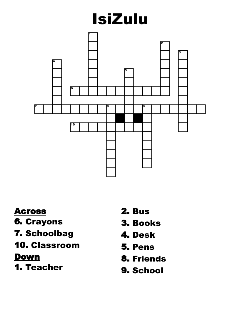 IsiZulu Crossword
