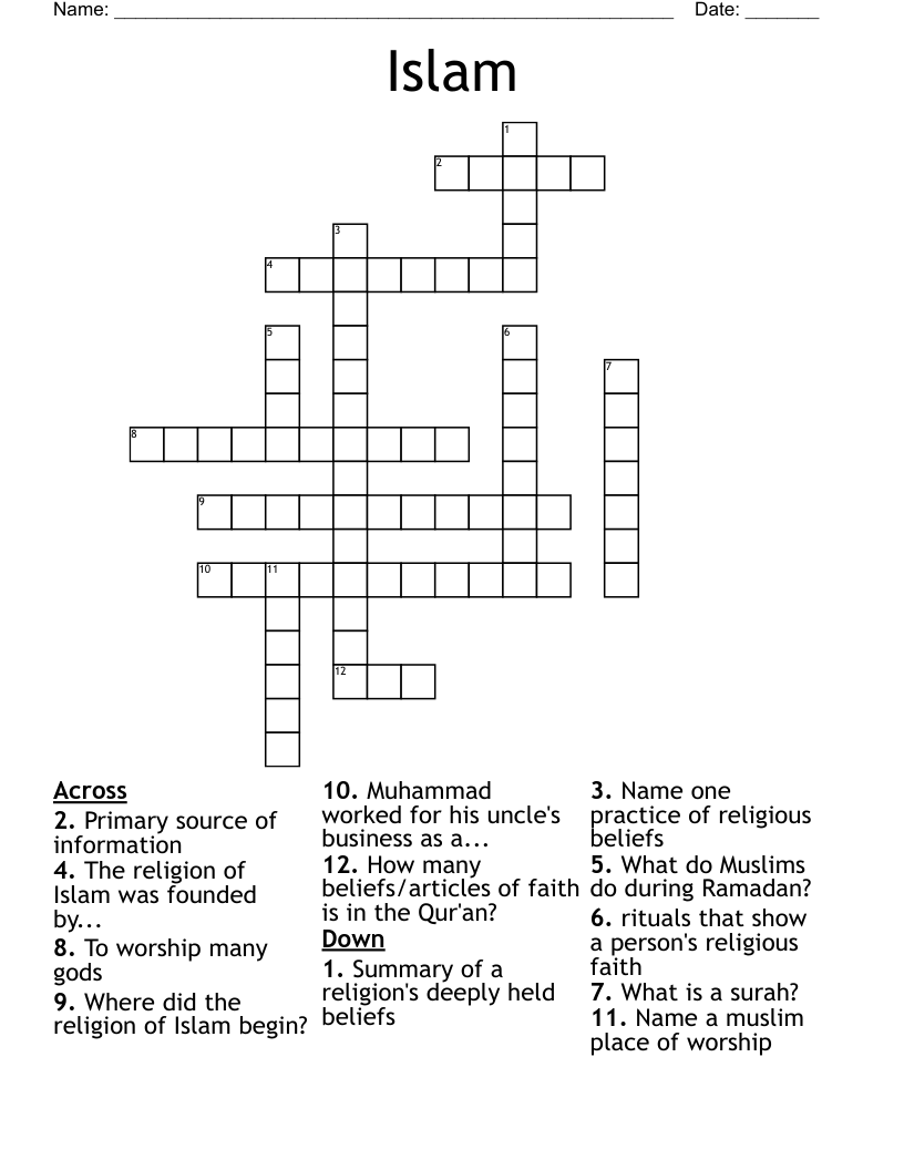 Islam Crossword