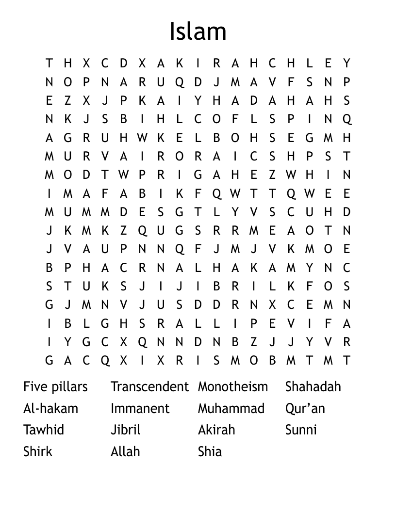 Islam Word Search