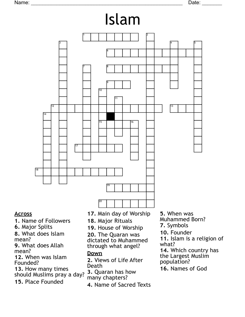 Islam Crossword