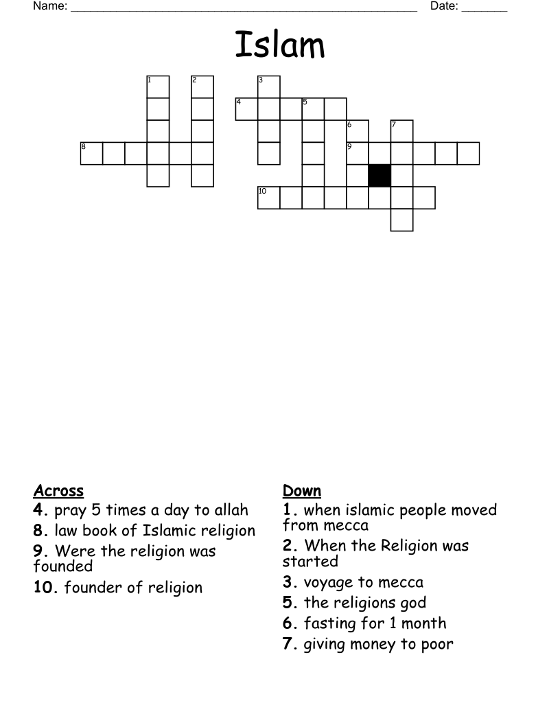 Islam Crossword