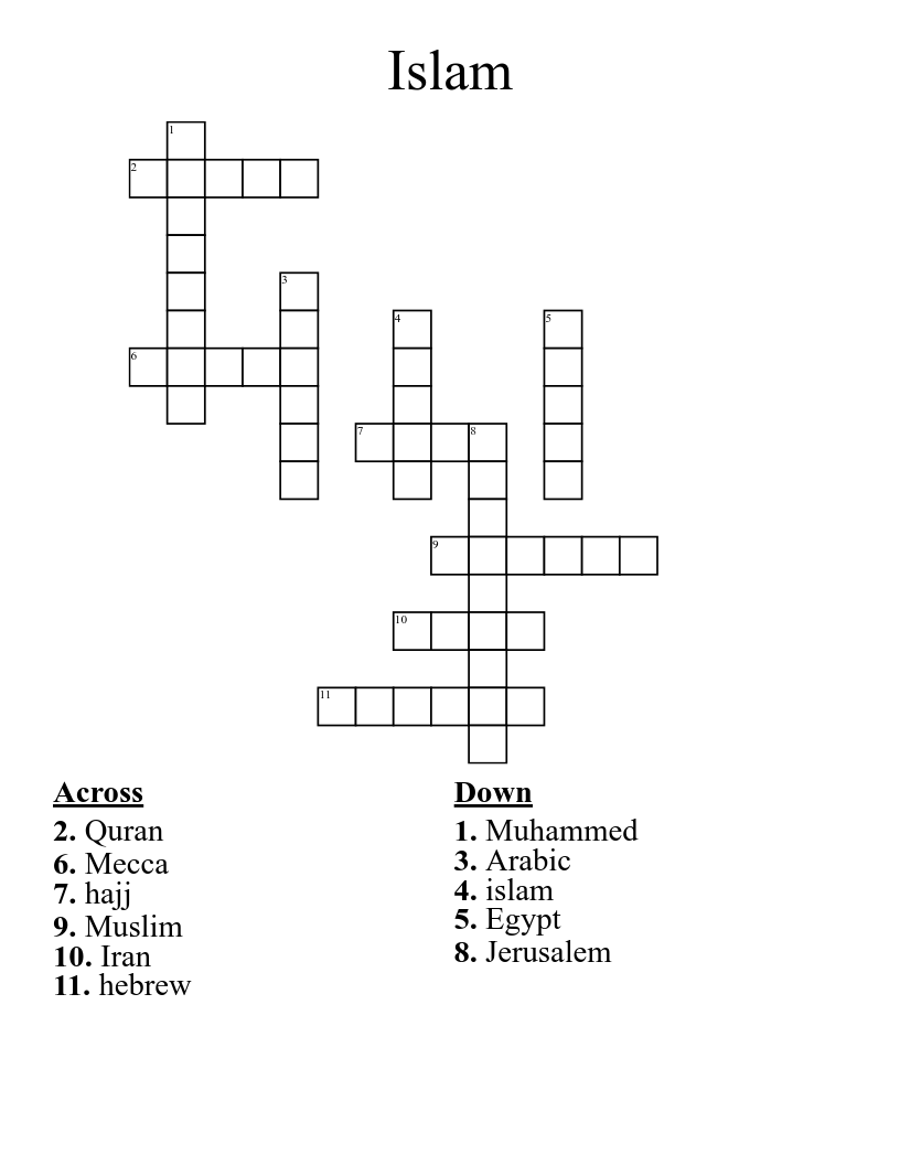 Islam Crossword