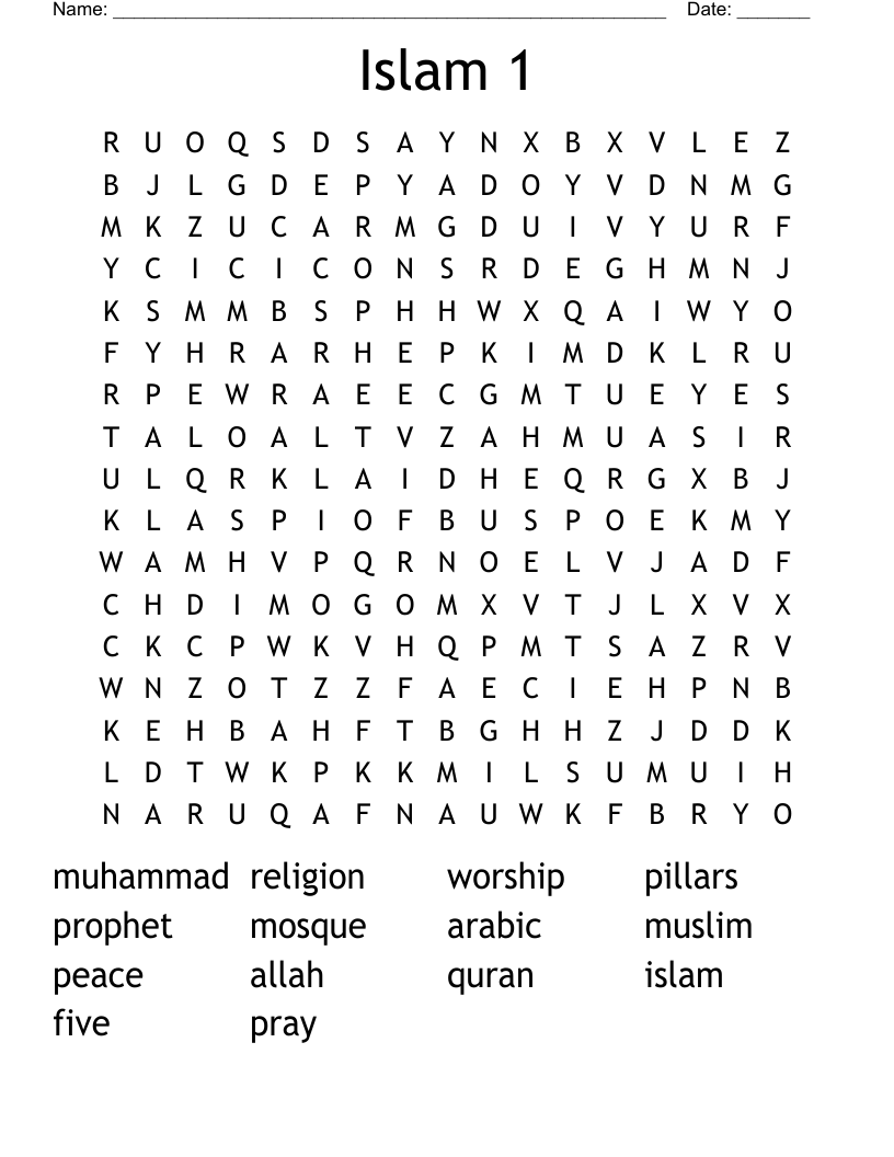 Islam 1 Word Search