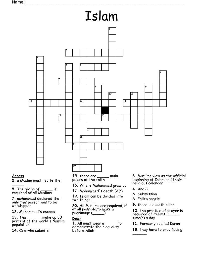 Islam Crossword
