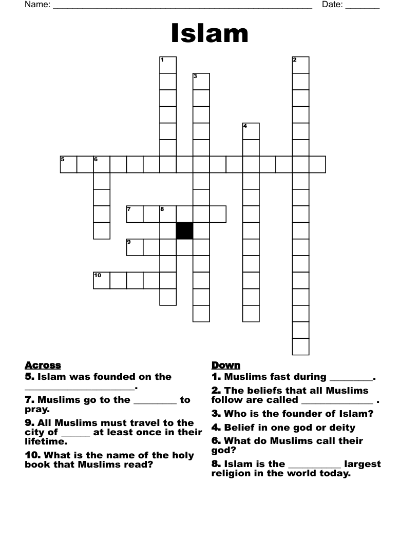 Islam Crossword