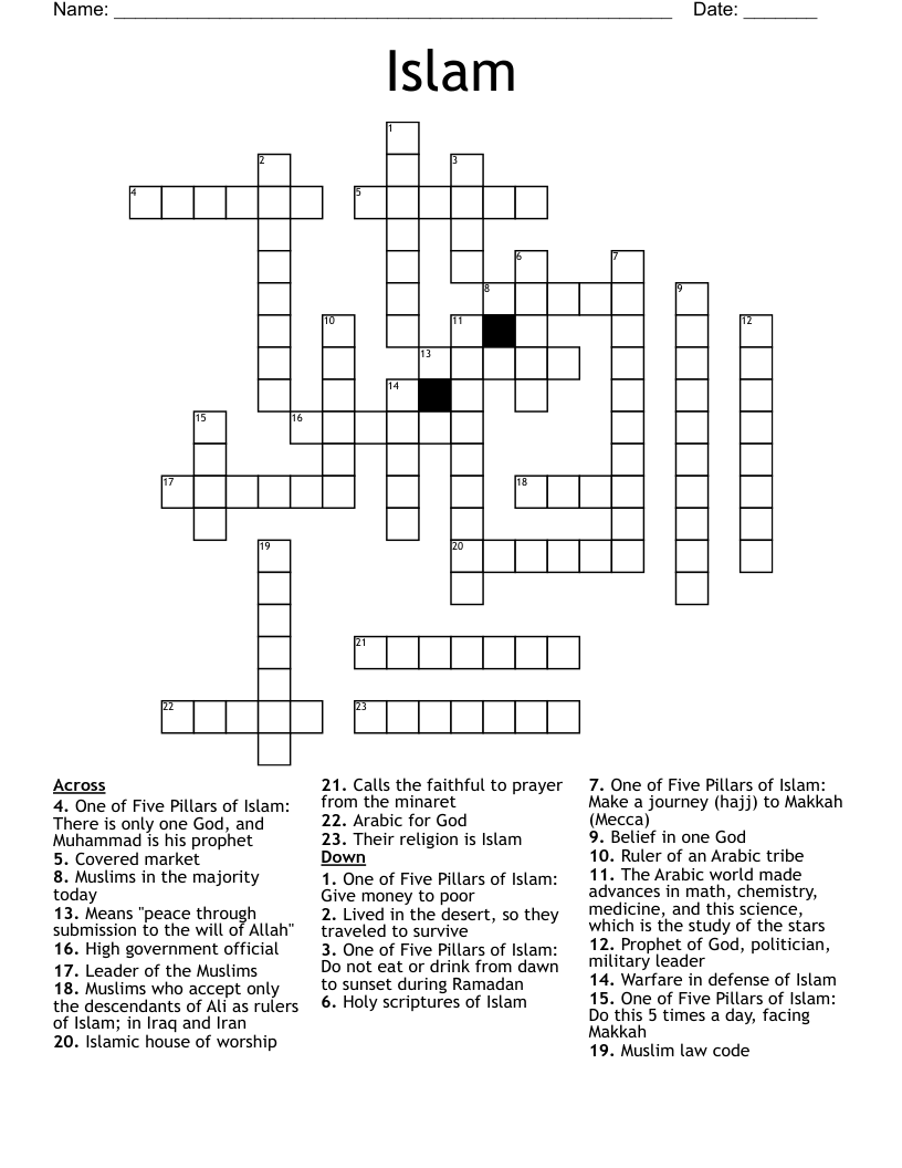 Islam Crossword