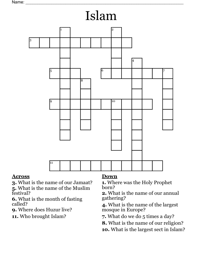 Islam Crossword