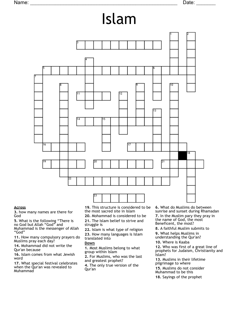Islam Crossword