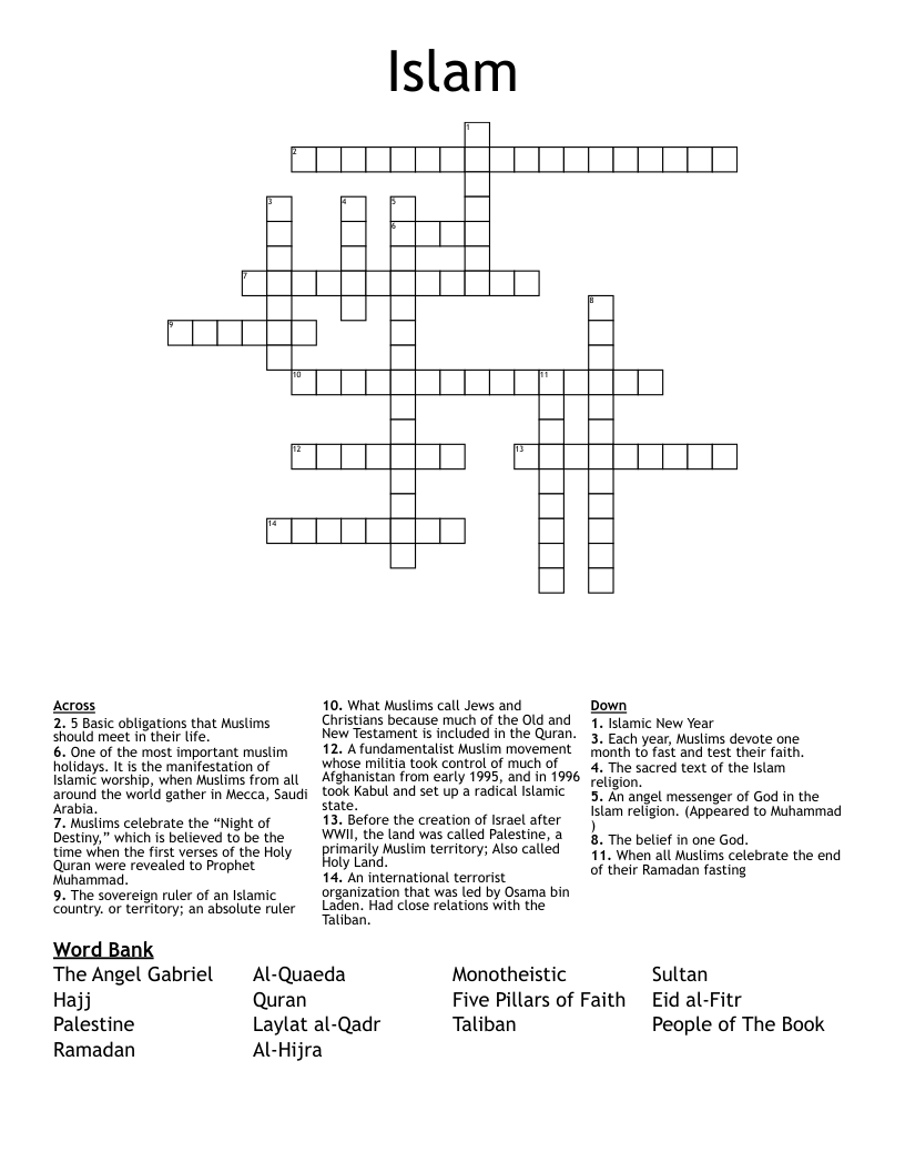Islam Crossword