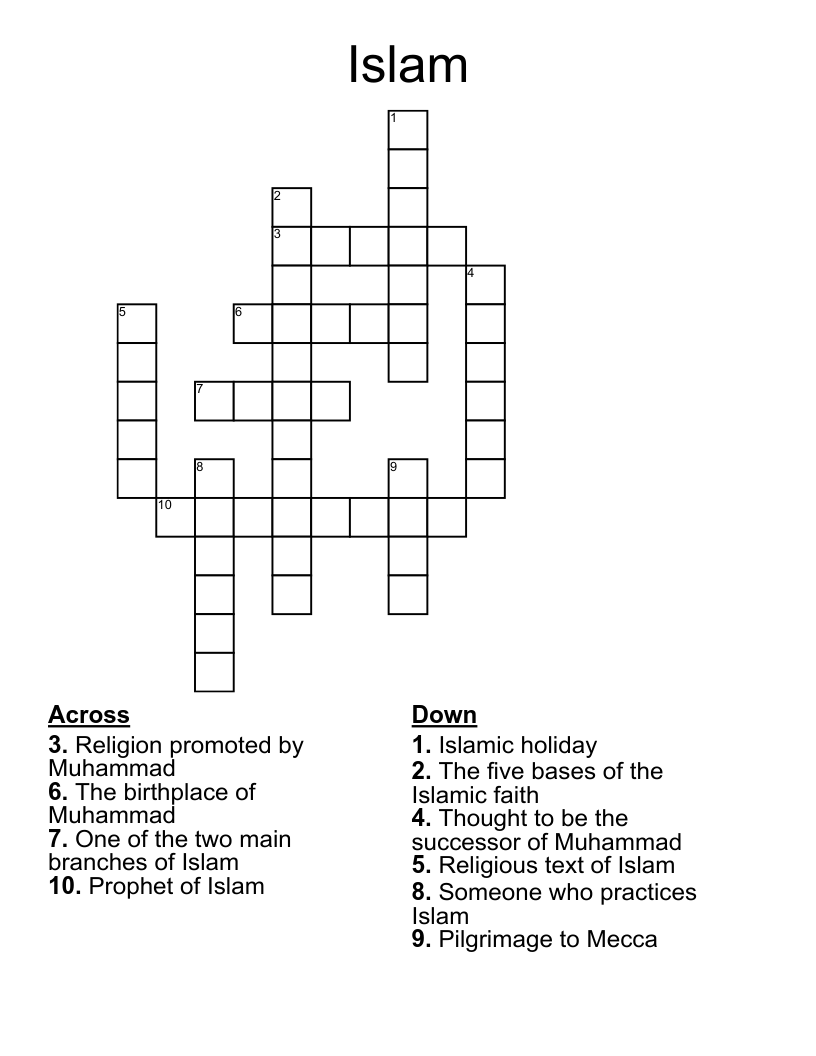 Islam Crossword
