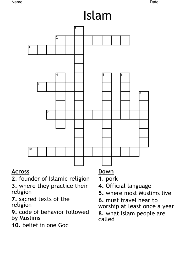Islam Crossword