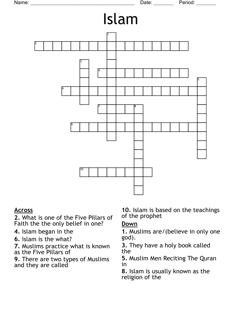 Islam Crossword