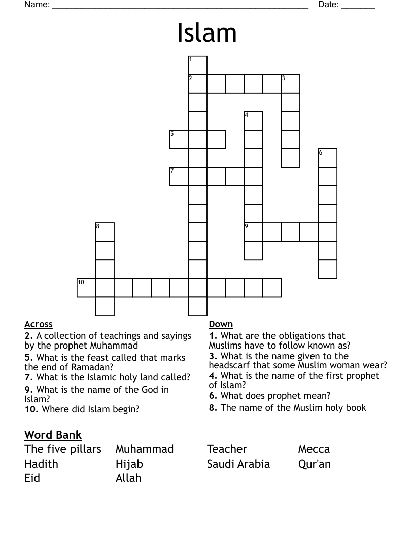 Islam Crossword