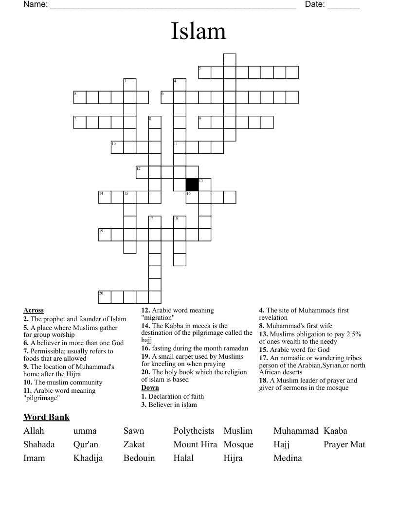 Islam Crossword