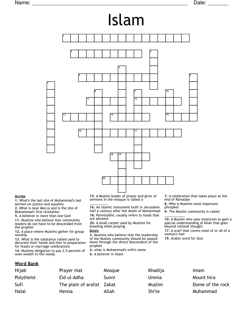 Islam Crossword