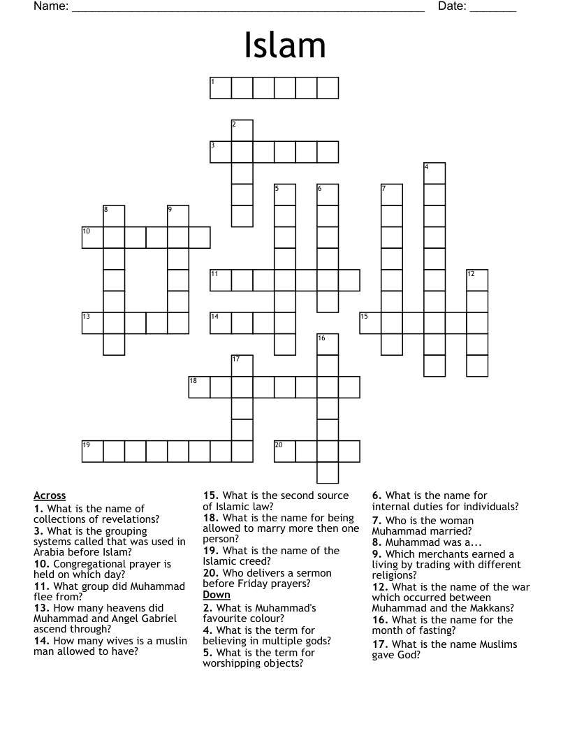 Islam Crossword