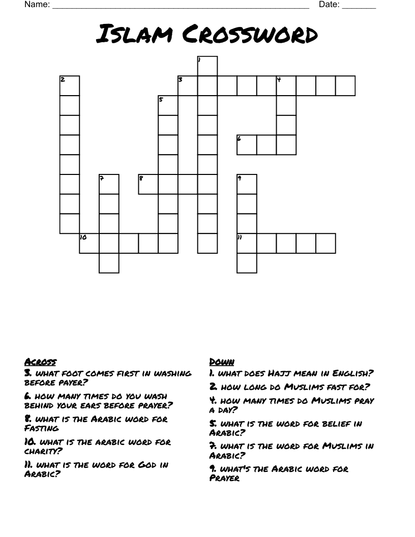 Islam Crossword