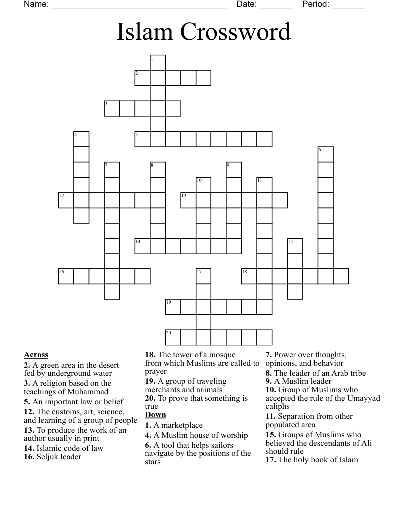Islam Crossword